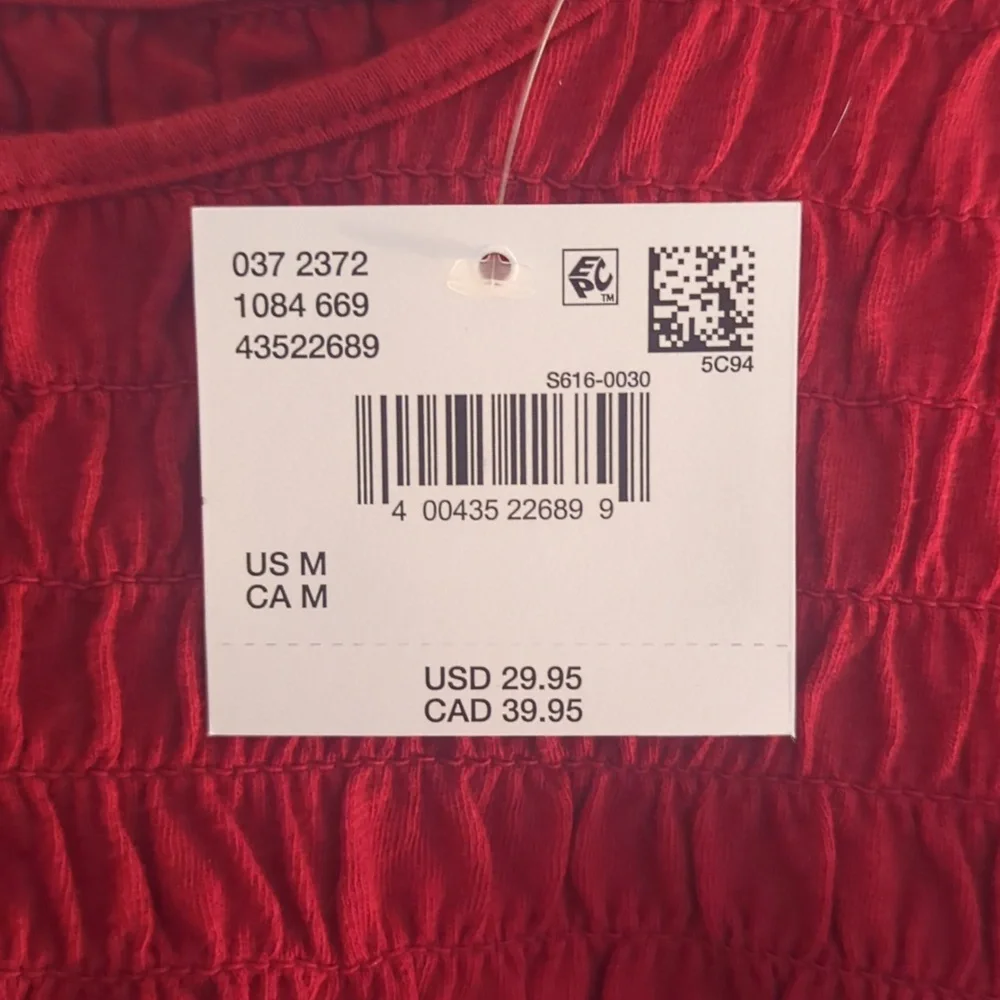 American Eagle Sunchaser Knit Puff Sleeve Smocked Top - Picture 7 of 7
